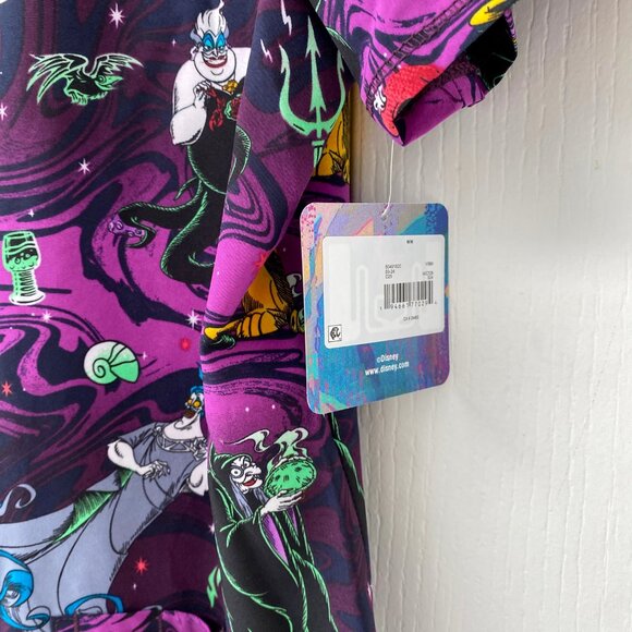 Disney - Villains - Purple & Black Women's V-Neck Print Scrub Top - Picture 3 of 5